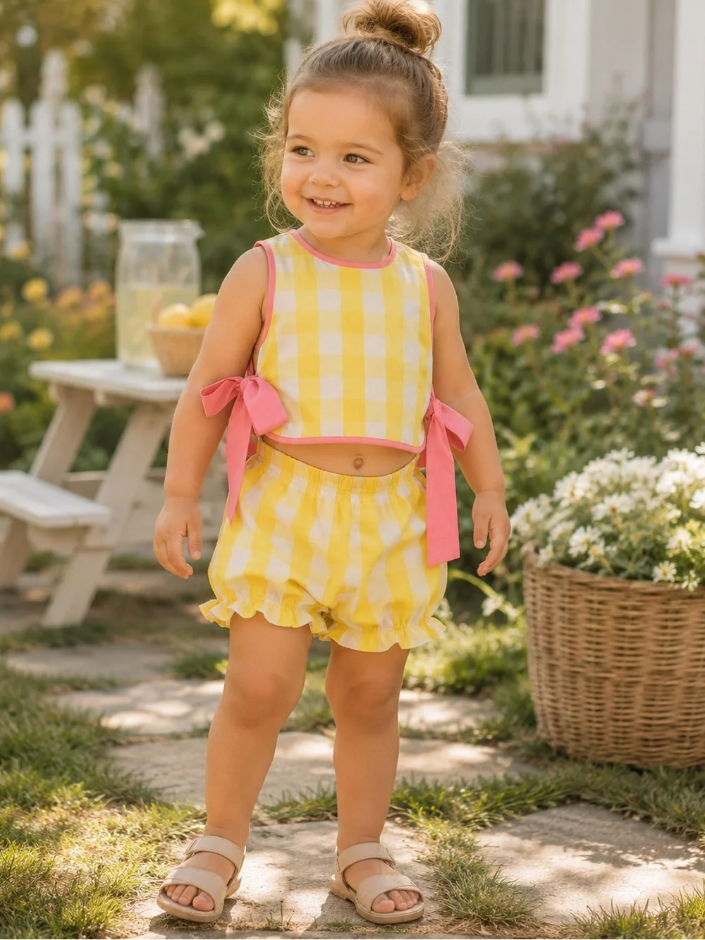 Beaufort Bonnet Company Yellow Gingham Talbott Toddler Set Size 18-24 M